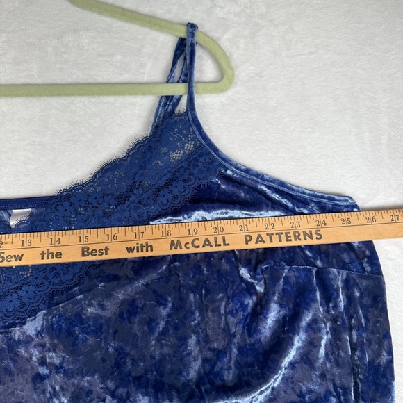 Cacique Sleep Blue Velvet Lace Trim Cami Pajama Tank Top Plus Size 26 28 - Picture 7 of 8